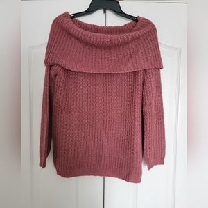 Sienna Sky Off the Shoulder Sweater- Small- Pink